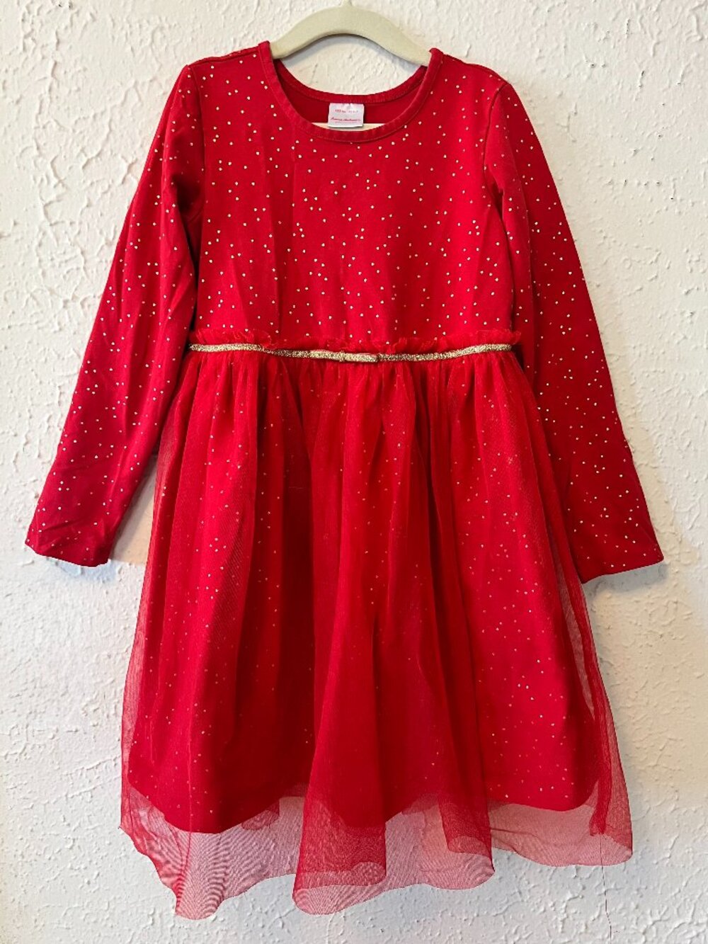Hanna Andersson Red and Gold Star Party Dress Size 6-7